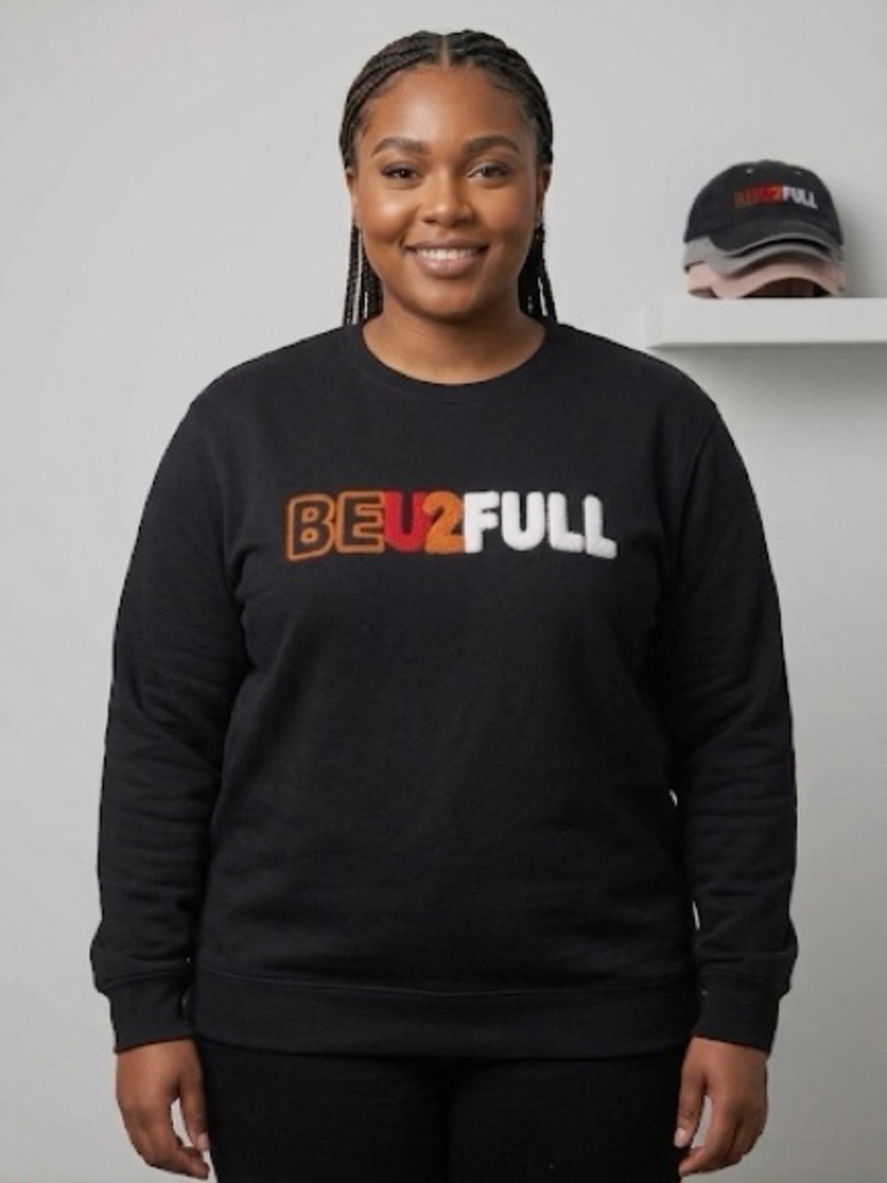 BEU2FULL Black Graphic Crewneck Sweater - Unbranded